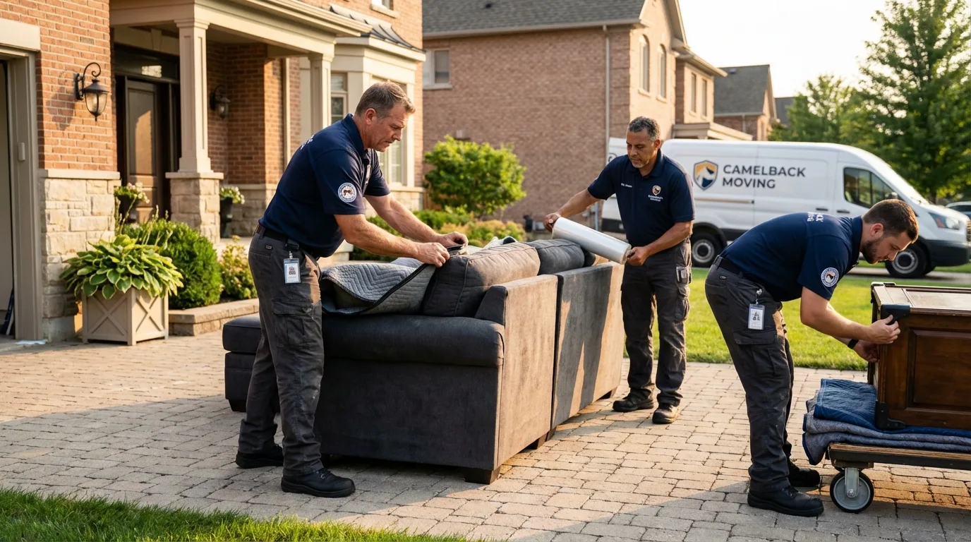 Large estate moving crew wrapping furniture in Bennettsville, SC
