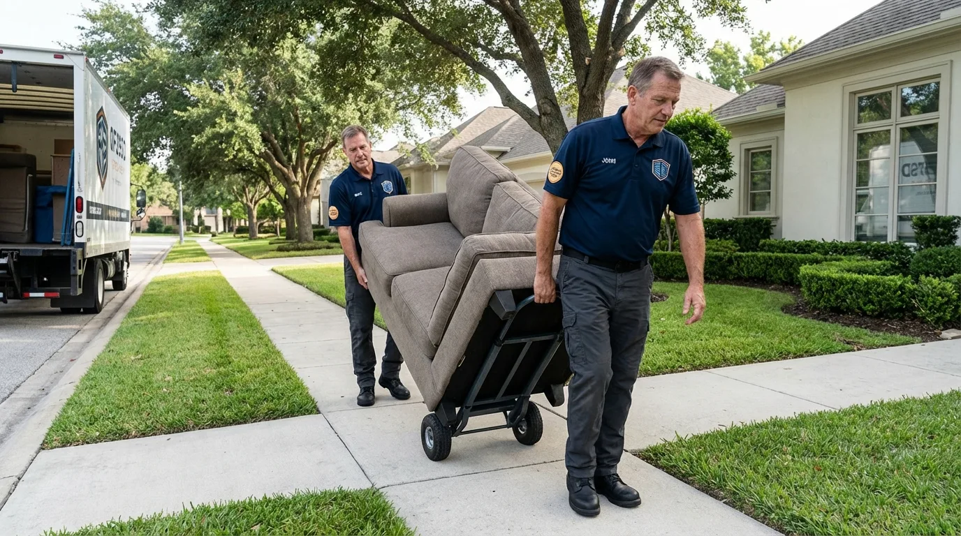 Local residential moving crew loading furniture in Bennettsville, SC