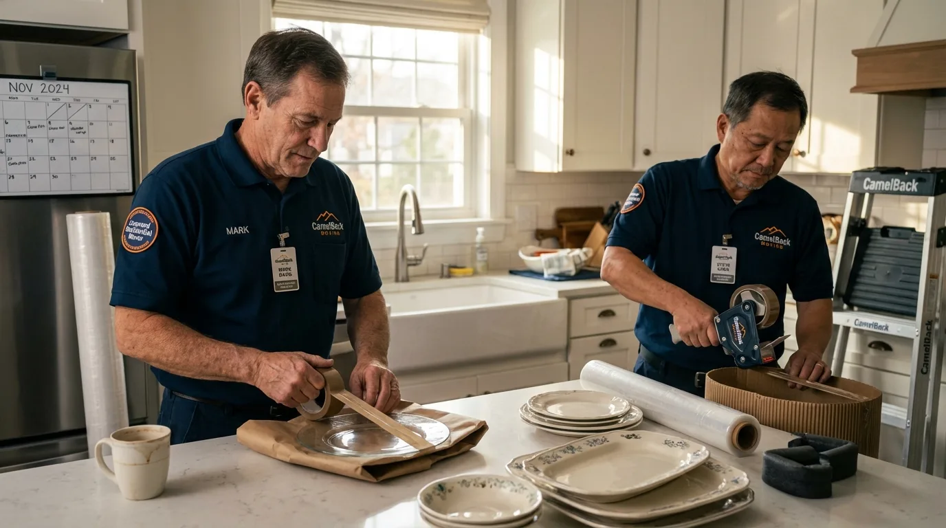 Professional crew packing kitchen dishware in Bennettsville, SC